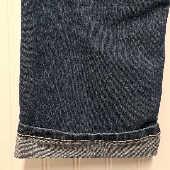Earl Capri Jeans Womens 12 Blue Dark Stretch Denim Mid Rise Cuffed Thick Stitch - Picture 8 of 13